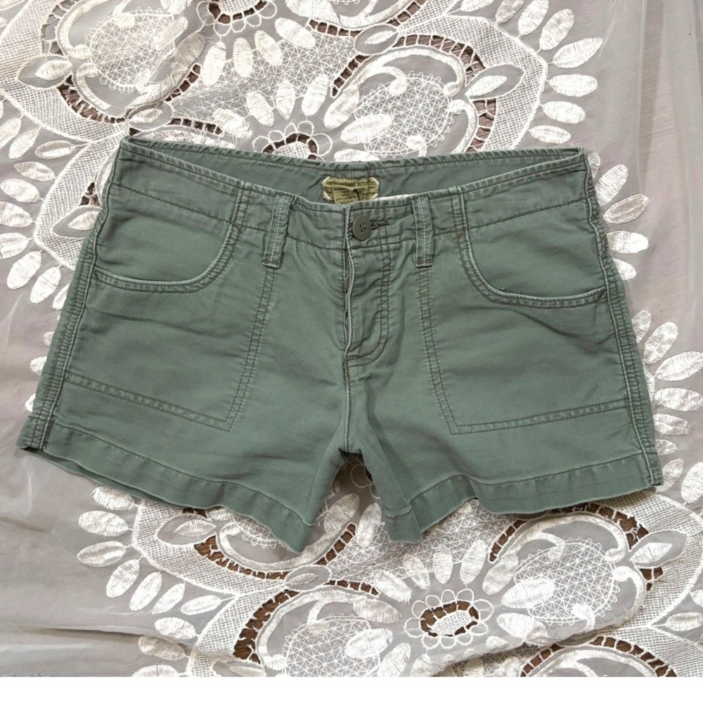 Y2K Granola Girl American Eagle Sage Green Cargo Shorts Button Fly Cotton S